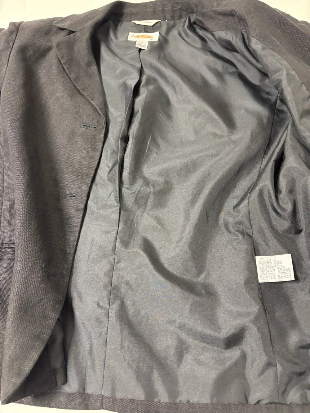 Talbots Black Women's Three-Button Blazer Jacket Irish Linen 4P